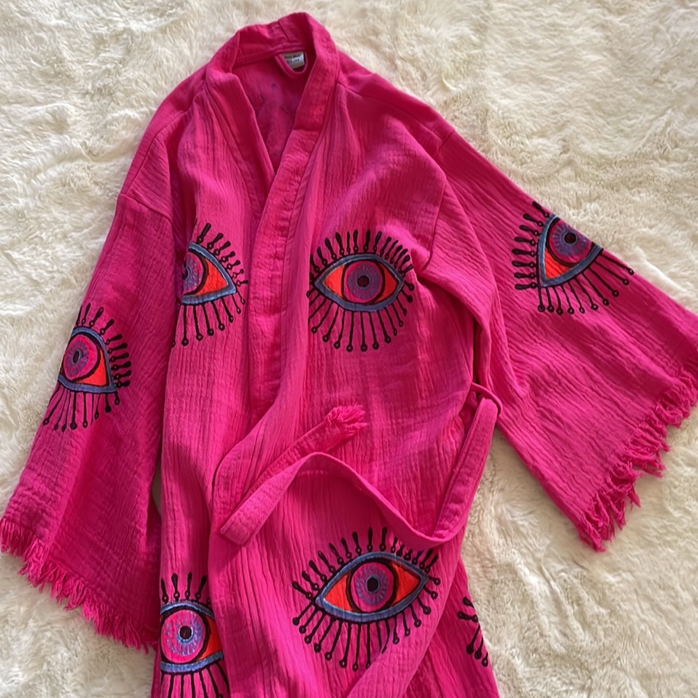 Turkish Cotton Robe OS New WO Tags - Picture 2 of 8